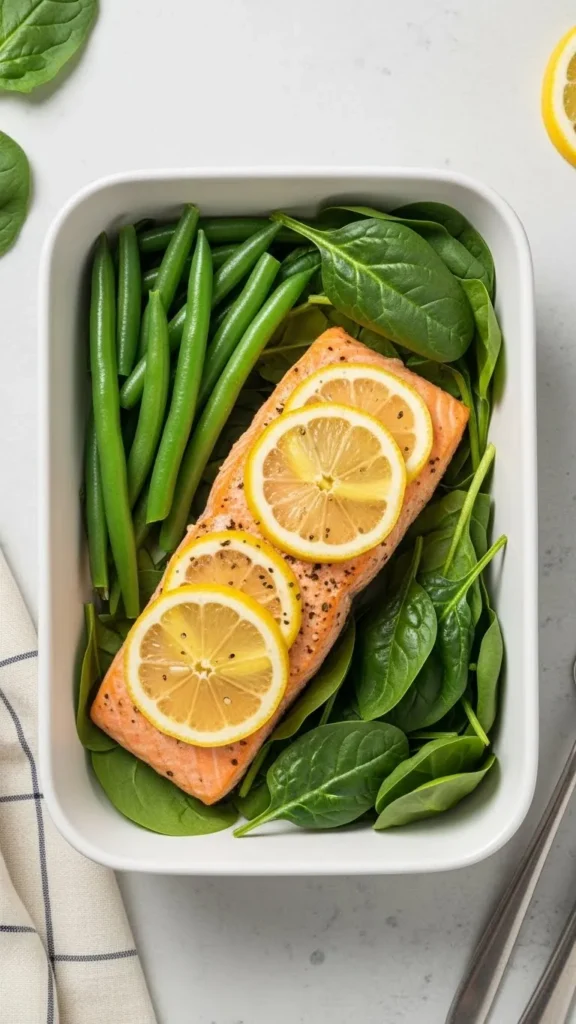 Baked Salmon with Lemon & Greens