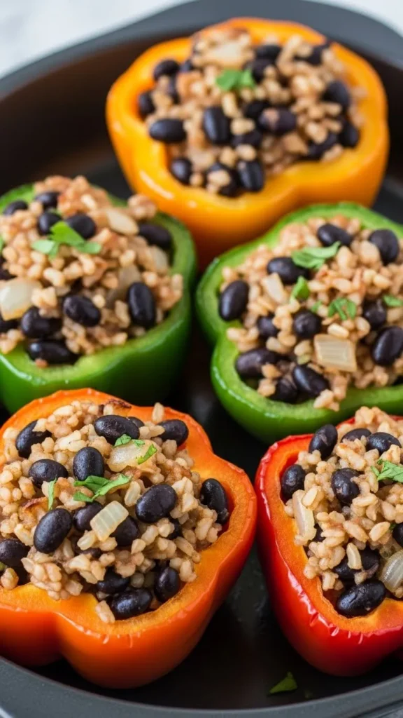 Black Bean & Brown Rice Stuffed Peppers