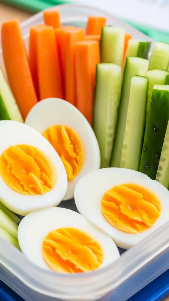 Boiled Eggs with Veggie Sticks