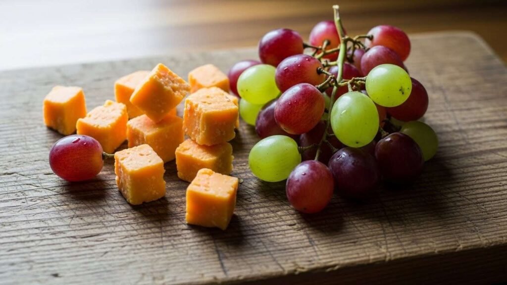 Cheese Cubes with Grapes