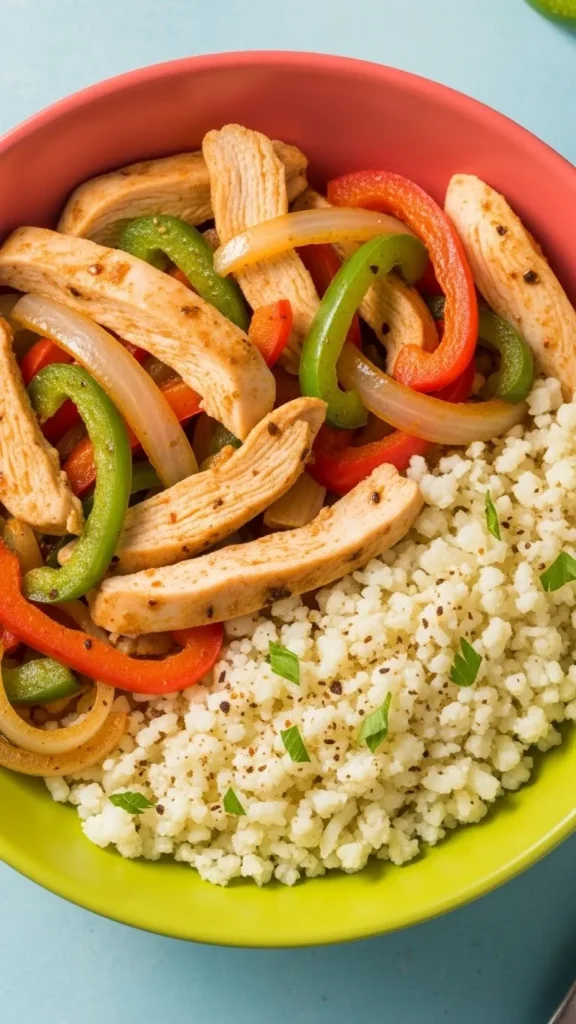 Chicken Fajita Bowl with Cauliflower Rice