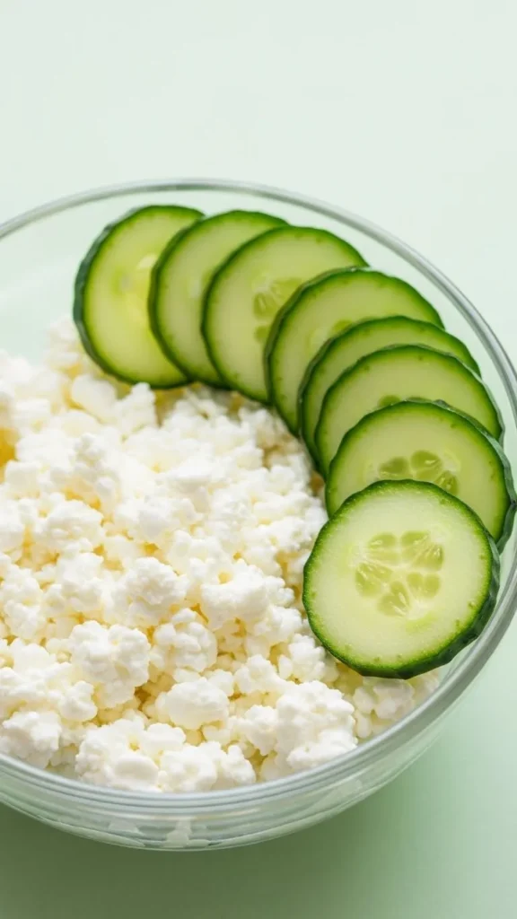Cottage Cheese with Cucumber Slices