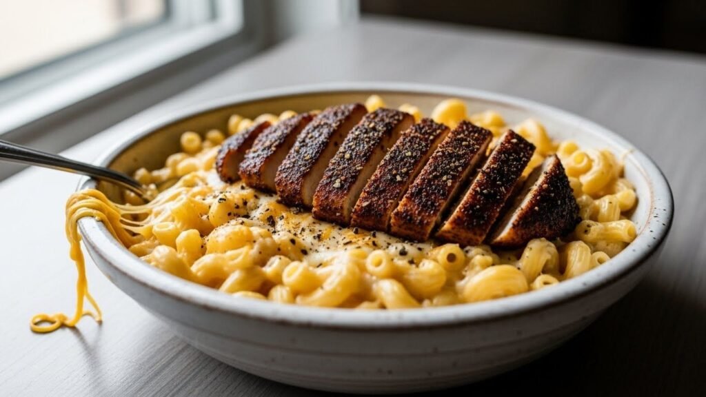 Creamy Yogurt-Base Blackened Chicken Mac Bowl