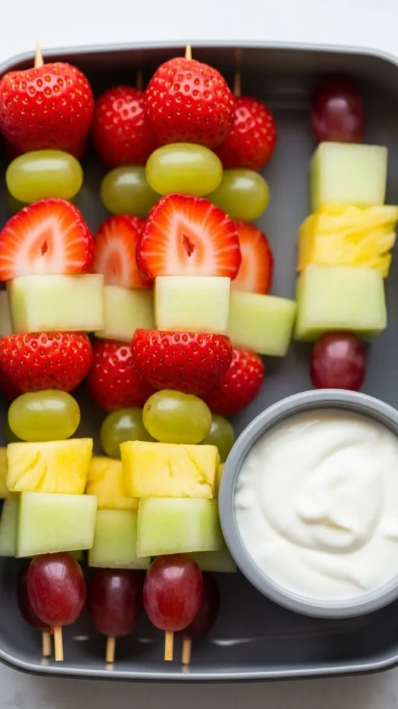 Fresh Fruit Skewers with Yogurt Dip