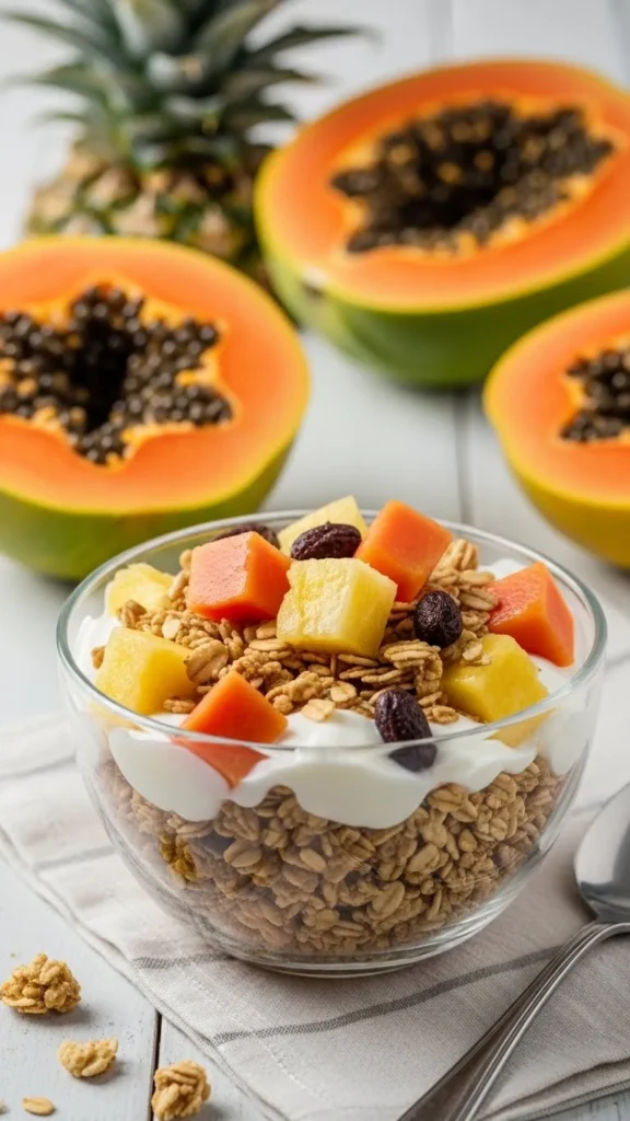 Granola Tropical de Piña y Papaya