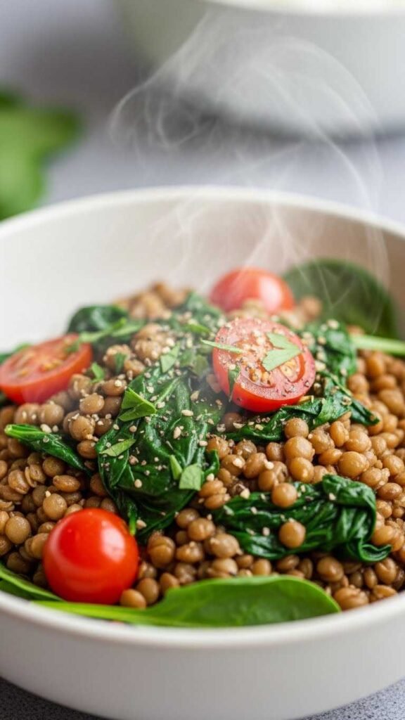 High-Protein Lentil & Spinach Bowl