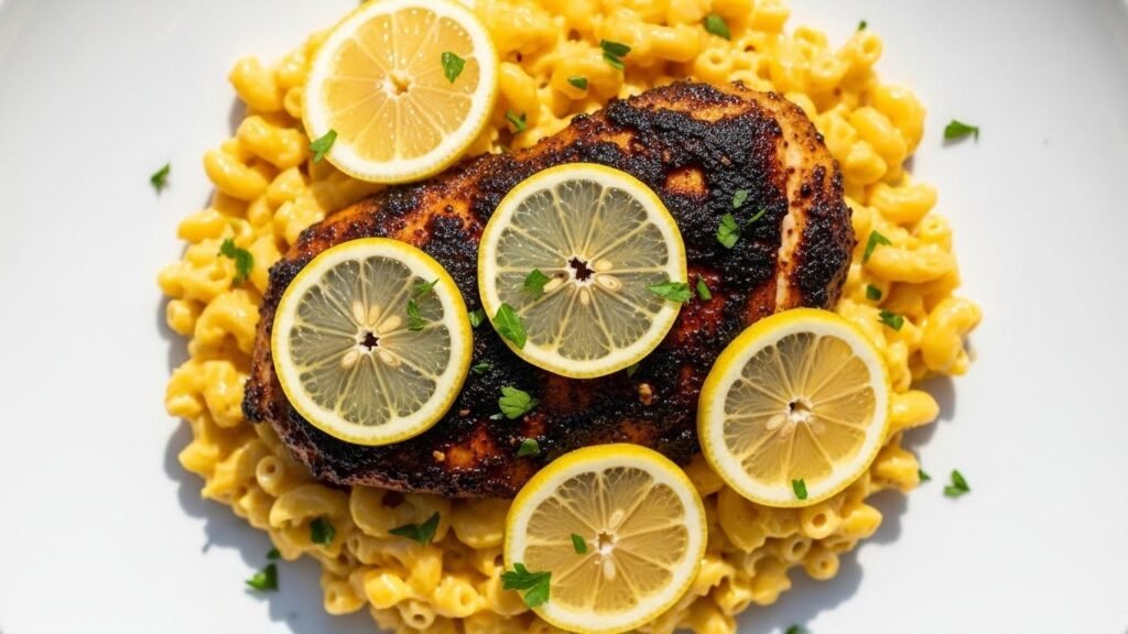 Lemon-Herb Blackened Chicken Mac Bowl