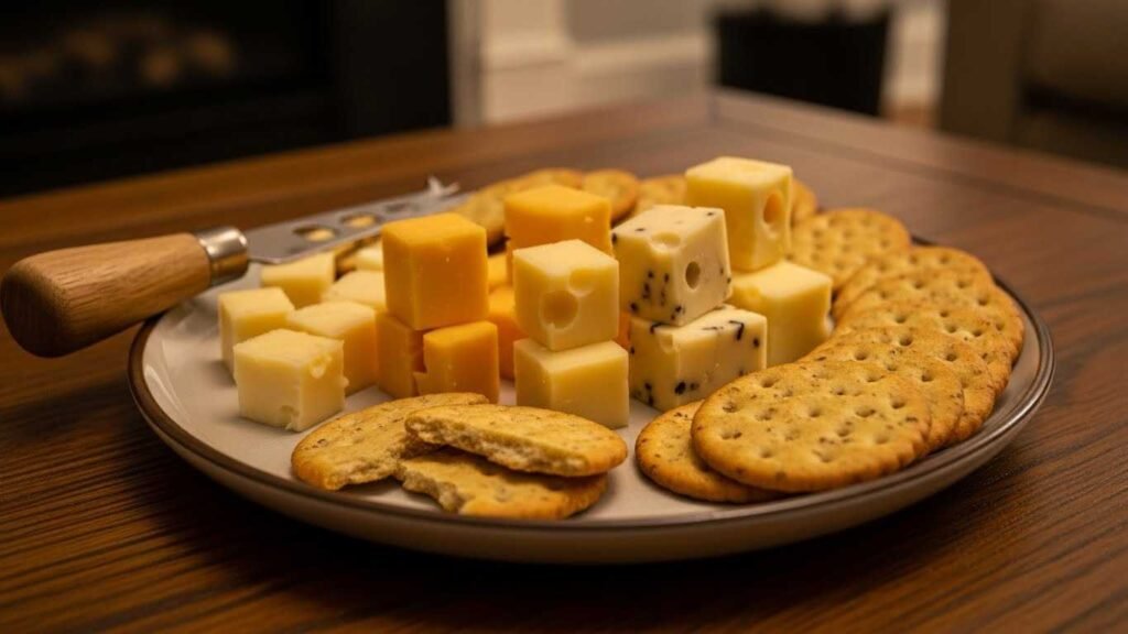 Low-Fat Cheese Cubes with Crackers