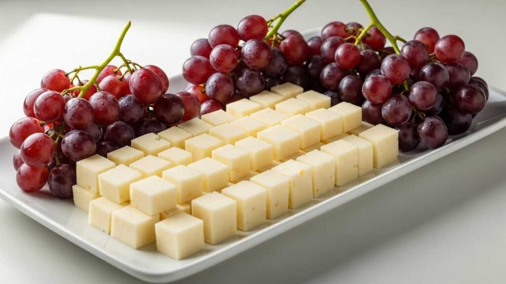 Low-Fat Cheese Cubes with Grapes