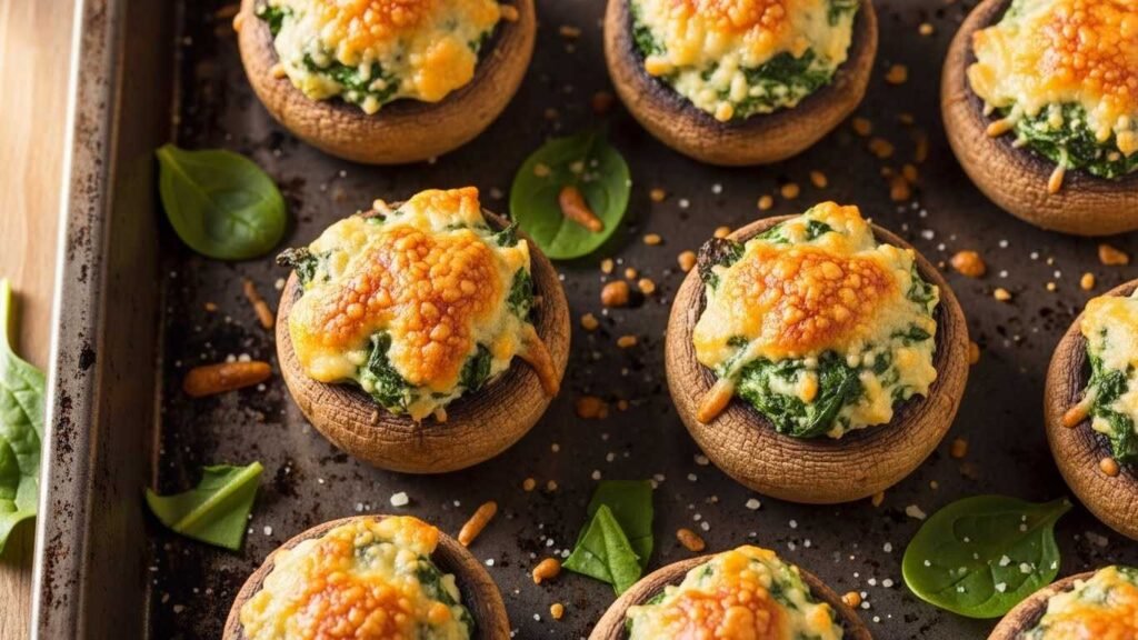 Low-Fat Cheese and Spinach Stuffed Mushrooms