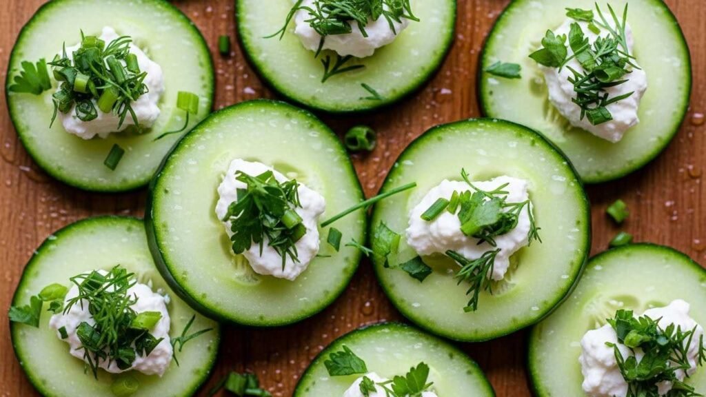 Low-Fat Cheese with Cucumber Rounds