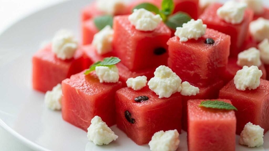 Low-Fat Feta with Watermelon Cubes