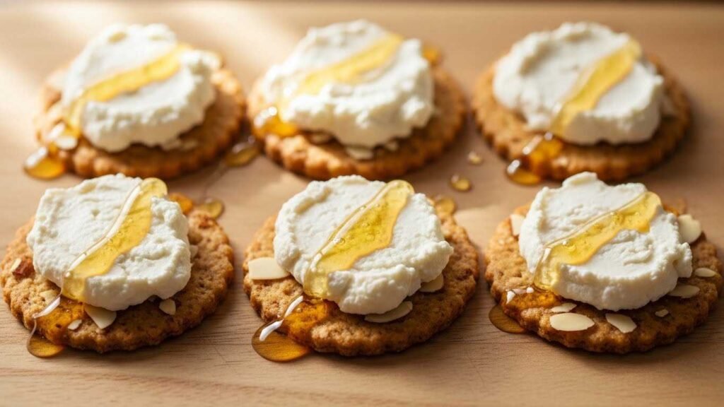 Low-Fat Goat Cheese on Almond Crackers