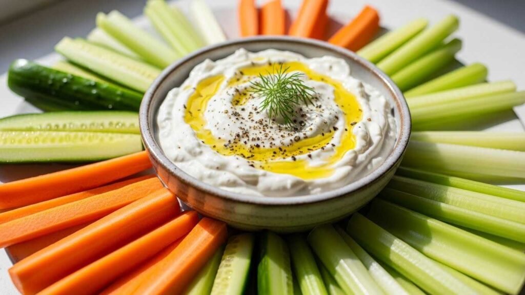 Low-Fat Greek Yogurt and Cheese Dip with Veggies