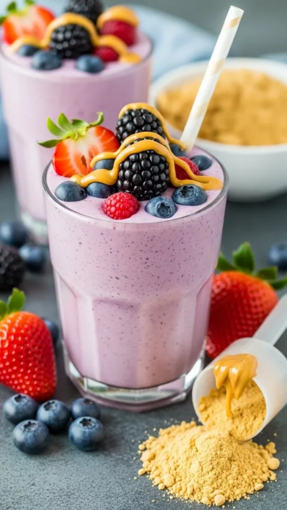 Peanut Butter Berry Protein Shake