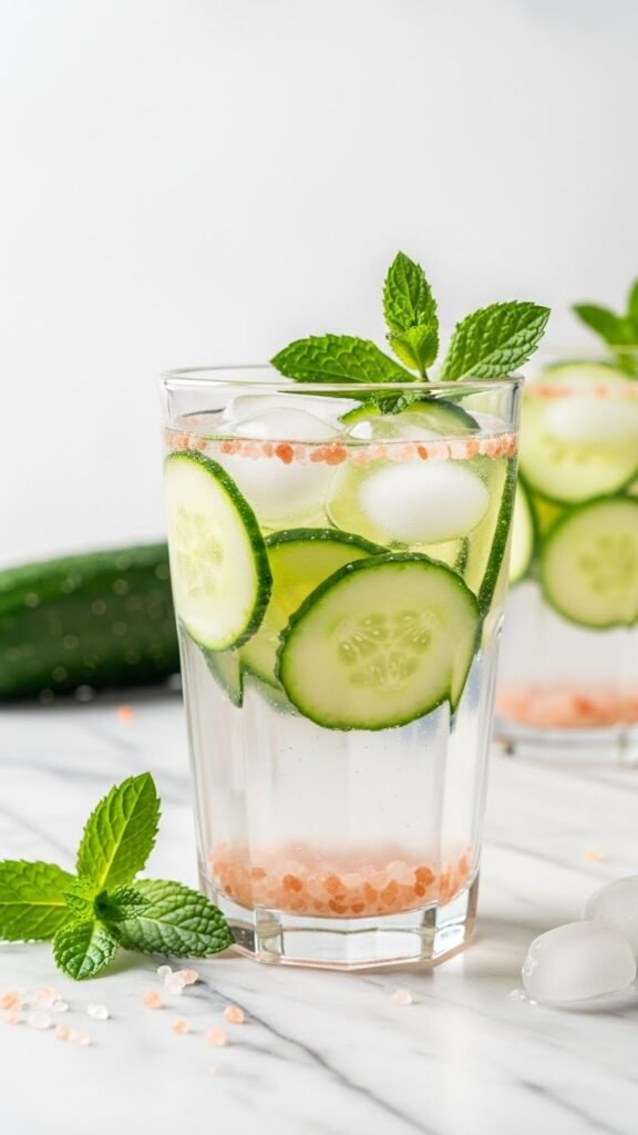 Pink Salt Cucumber Detox Drink