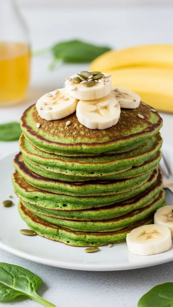 Spinach Banana Low Calorie Pancakes