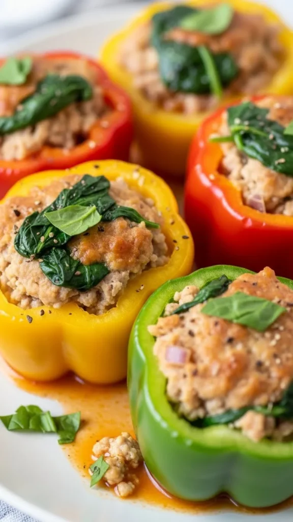 Turkey & Spinach Stuffed Peppers