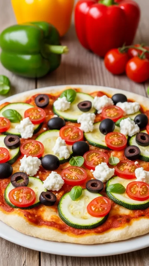 Vegan Mediterranean Veggie Pizza