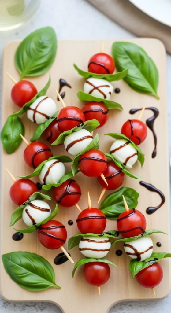 Mini Caprese Skewers with Balsamic Glaze