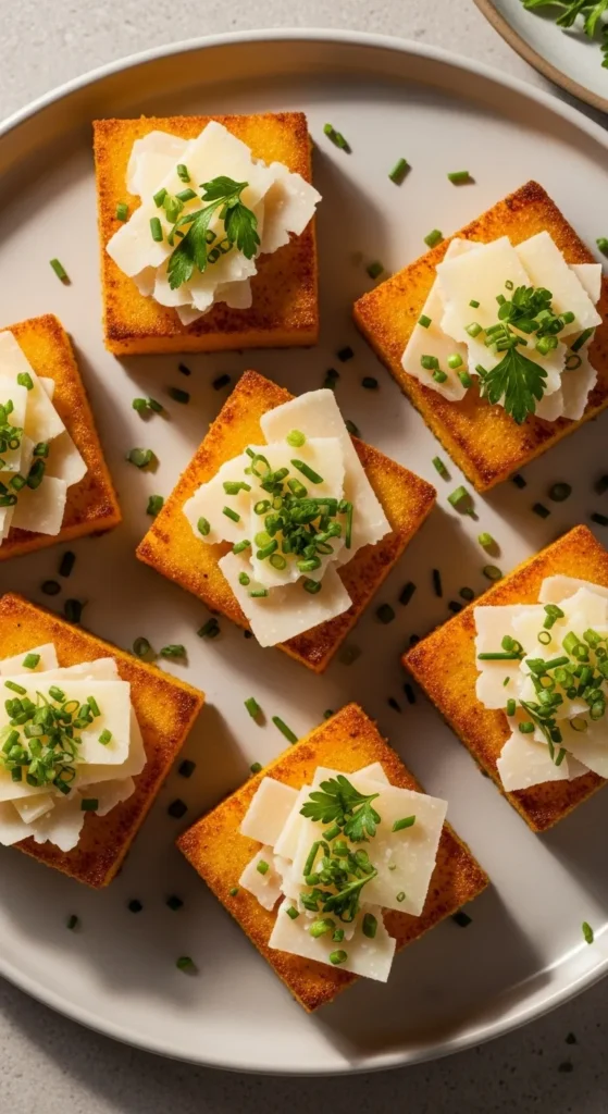 Crispy Polenta Squares with Parmesan & Herbs