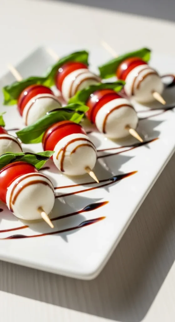 Caprese Skewers with Balsamic Glaze