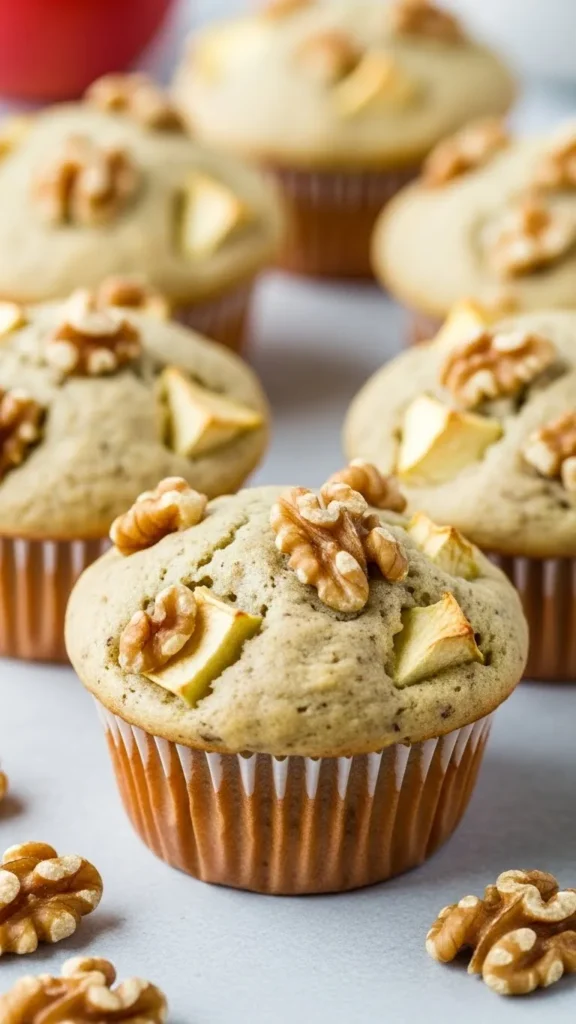 Apple Walnut Greek Yogurt Muffins