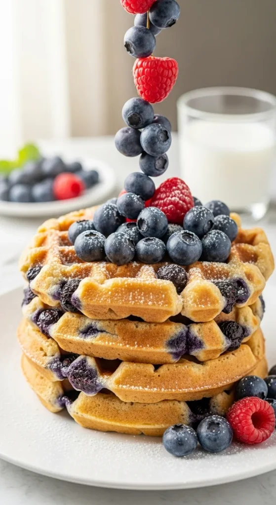 Blueberry Cottage Cheese Waffles