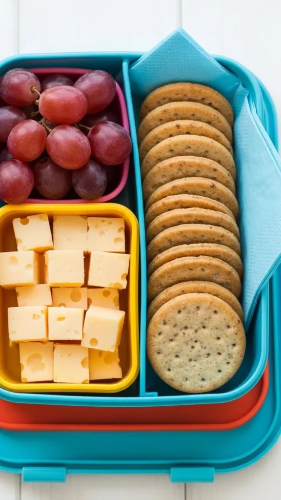 Cheese cubes with whole grain crackers