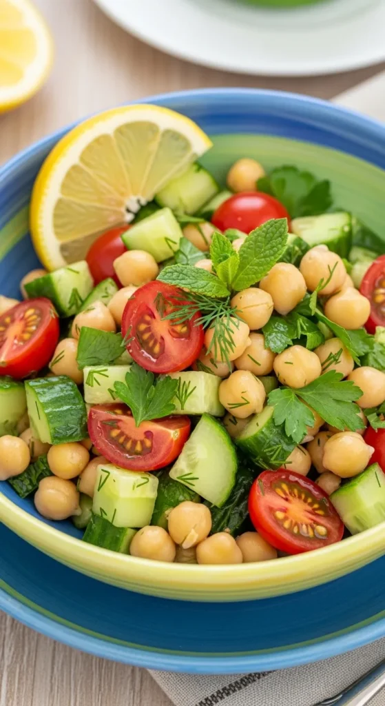Chickpea Salad with Lemon Dressing (200 Calories)