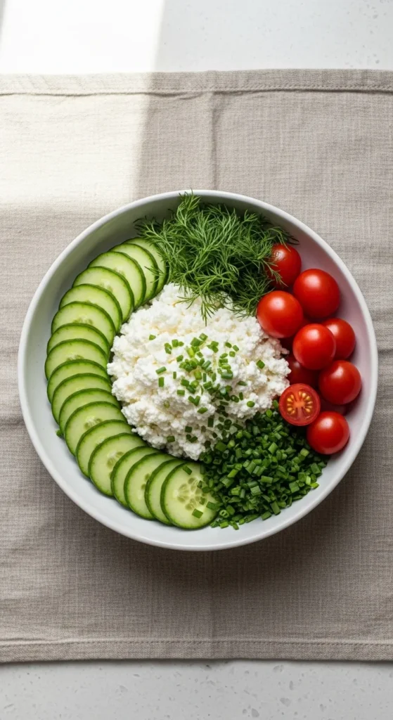 Cottage Cheese with Fresh Vegetables