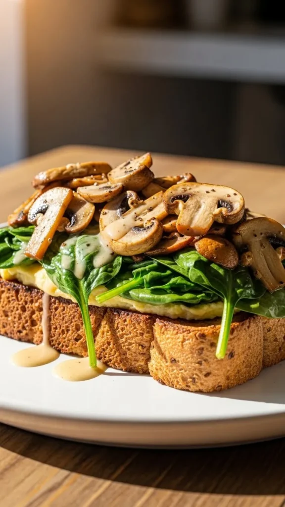 Creamy Spinach Mushroom Toast