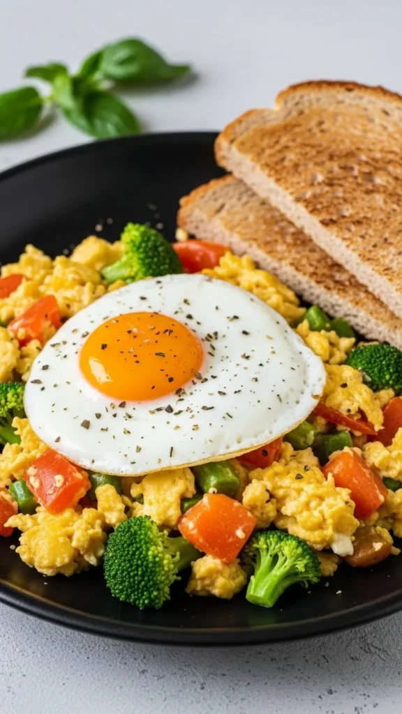 Egg and Veggie Scramble with Whole Grain Toast
