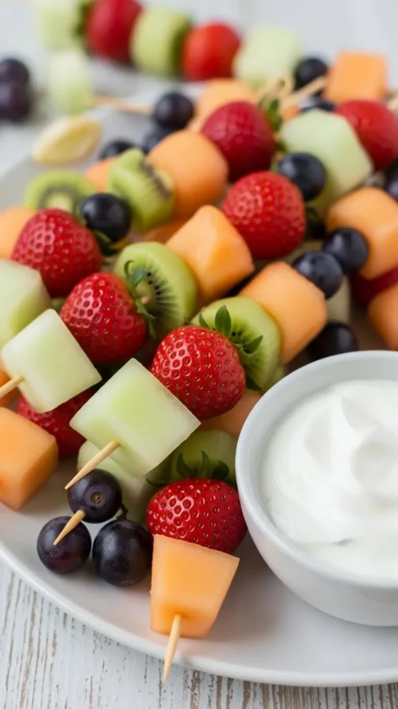 Fresh Fruit Kabobs with Yogurt Dip