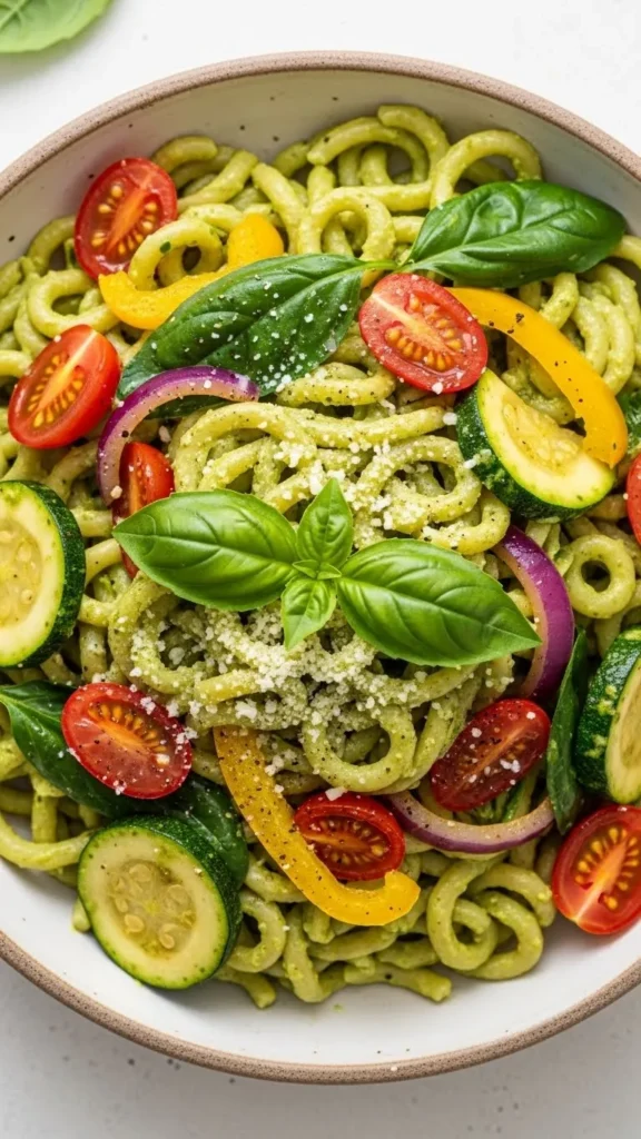Green Pesto Veggie Pasta (Low Cal Version)