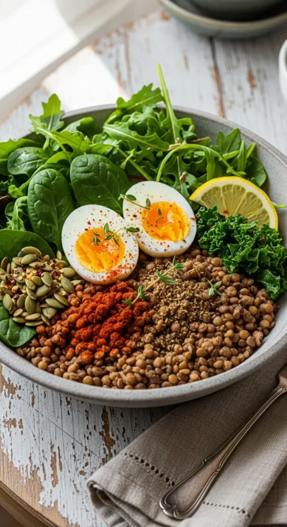 Lentil and Egg Power Bowl