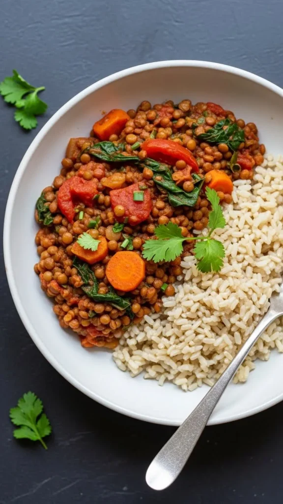 Lentil and Vegetable Curry with Brown Rice