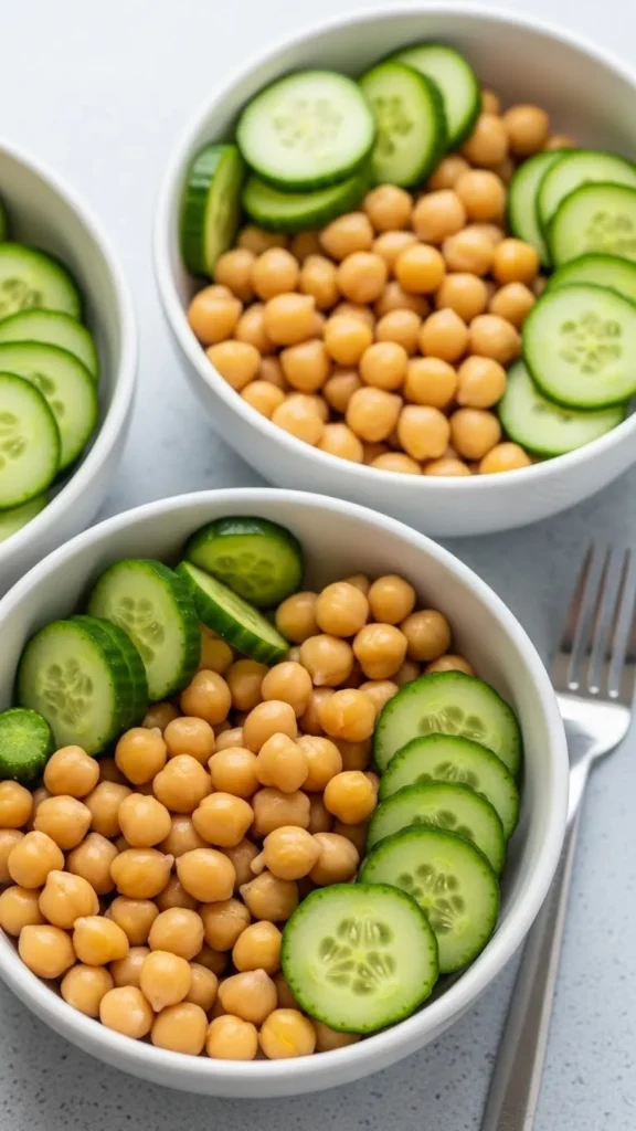 Low Calorie Chickpea & Cucumber Bowls