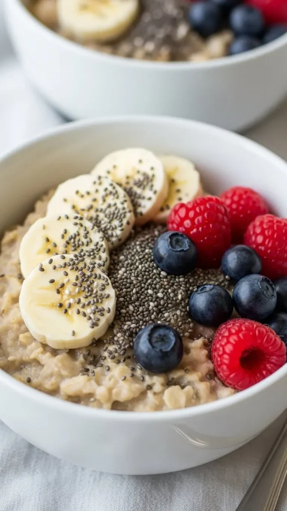 Oatmeal with Chia Seeds and Fresh Fruit