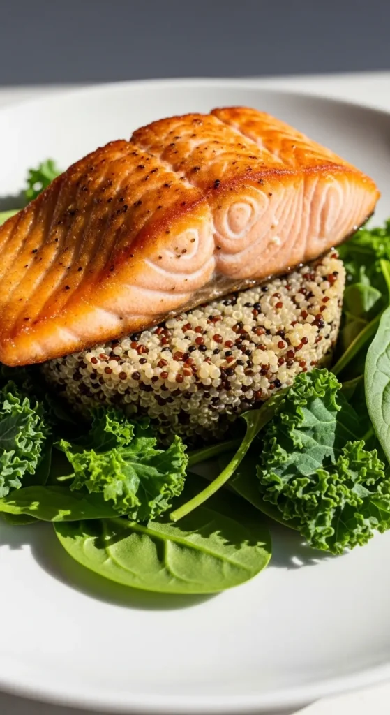 Salmon with Quinoa and Greens