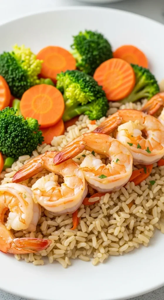 Shrimp with Brown Rice and Veggies