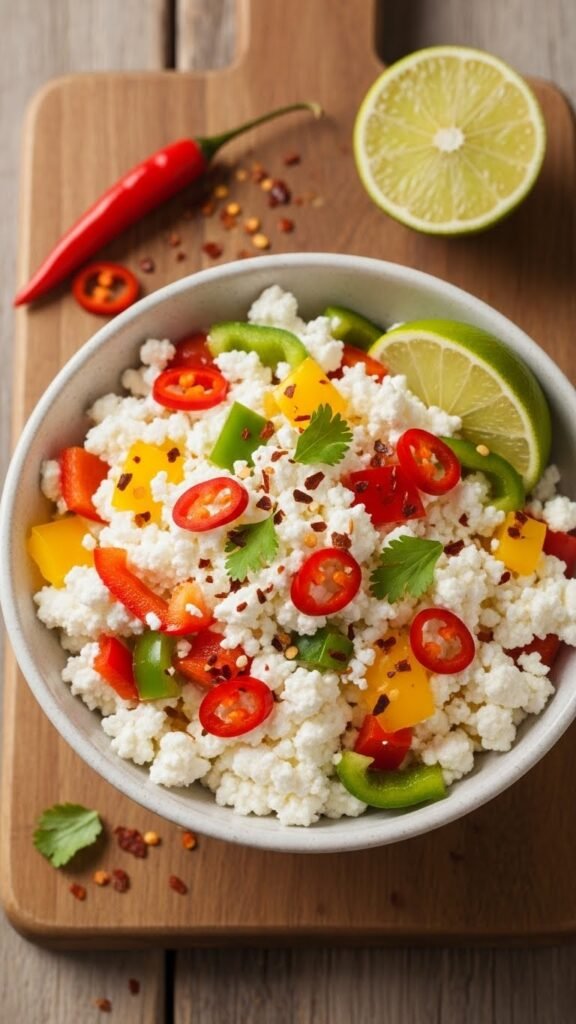 Spicy Cottage Cheese with Bell Peppers
