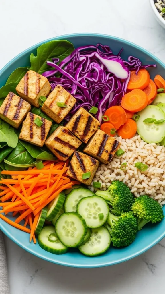 Tofu and Mixed Vegetable Buddha Bowl