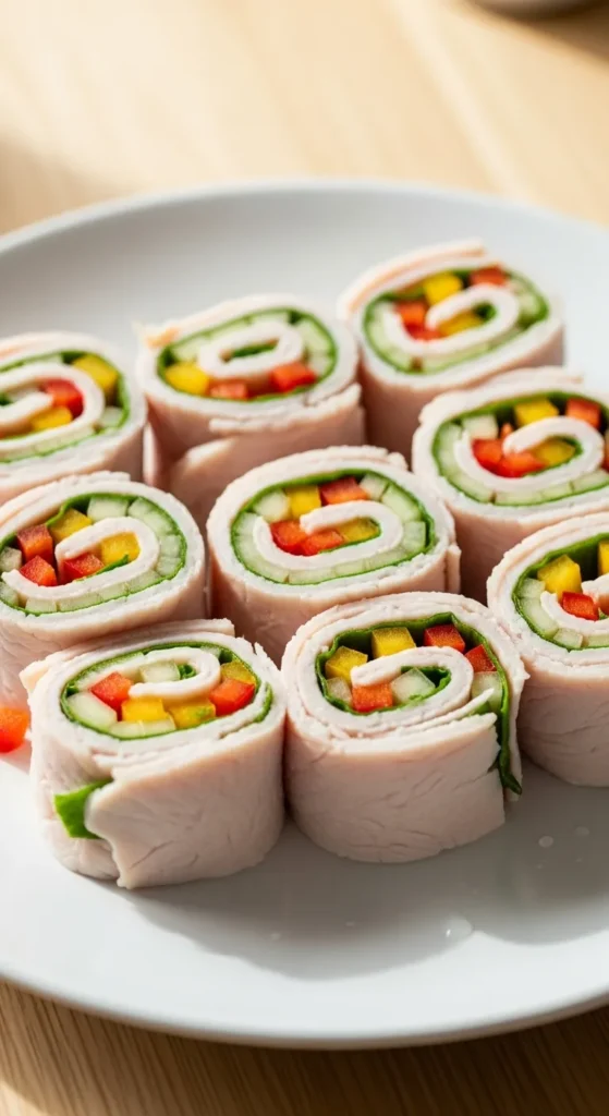 Turkey Roll Ups with Veggies (200 Calories)