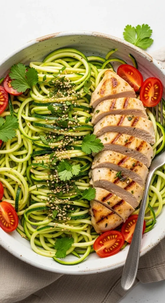 Zucchini Noodles with Grilled Chicken