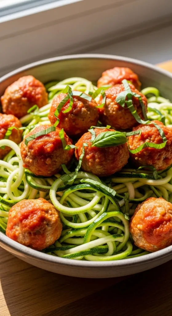 Zucchini Noodles with Turkey Meatballs