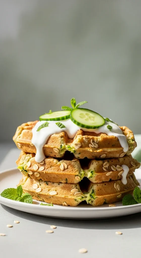 Zucchini Oatmeal Healthy Waffles
