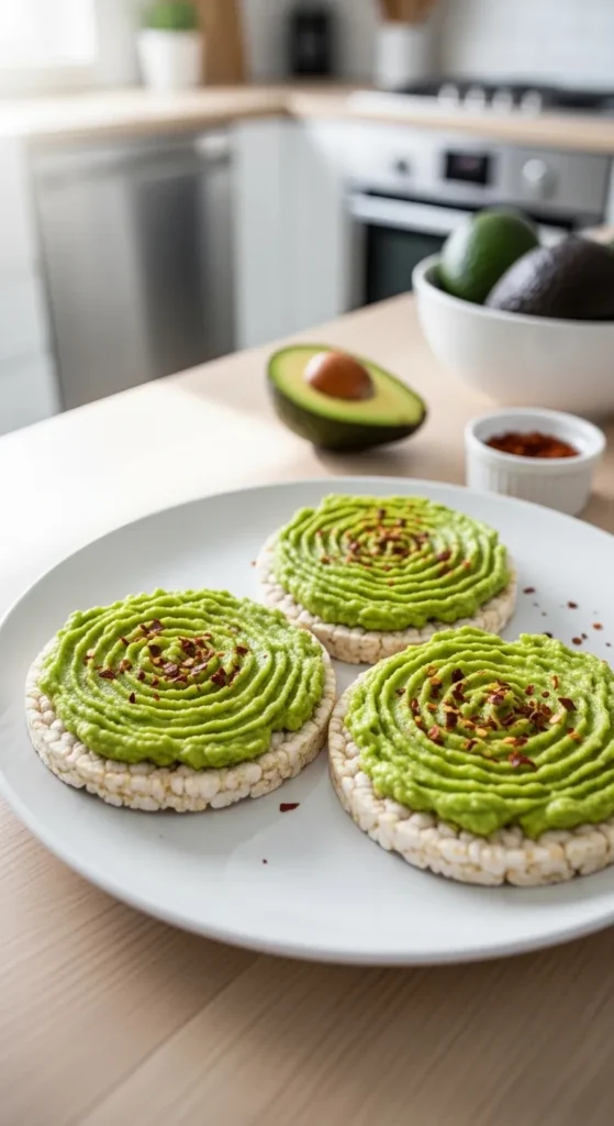 Rice Cakes with Avocado