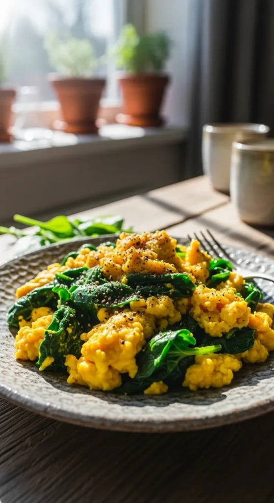 Turmeric Scrambled Eggs with Spinach