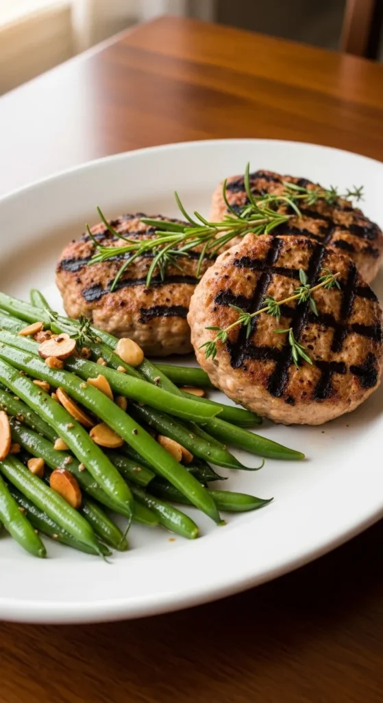 Grilled Turkey Patties with Green Beans